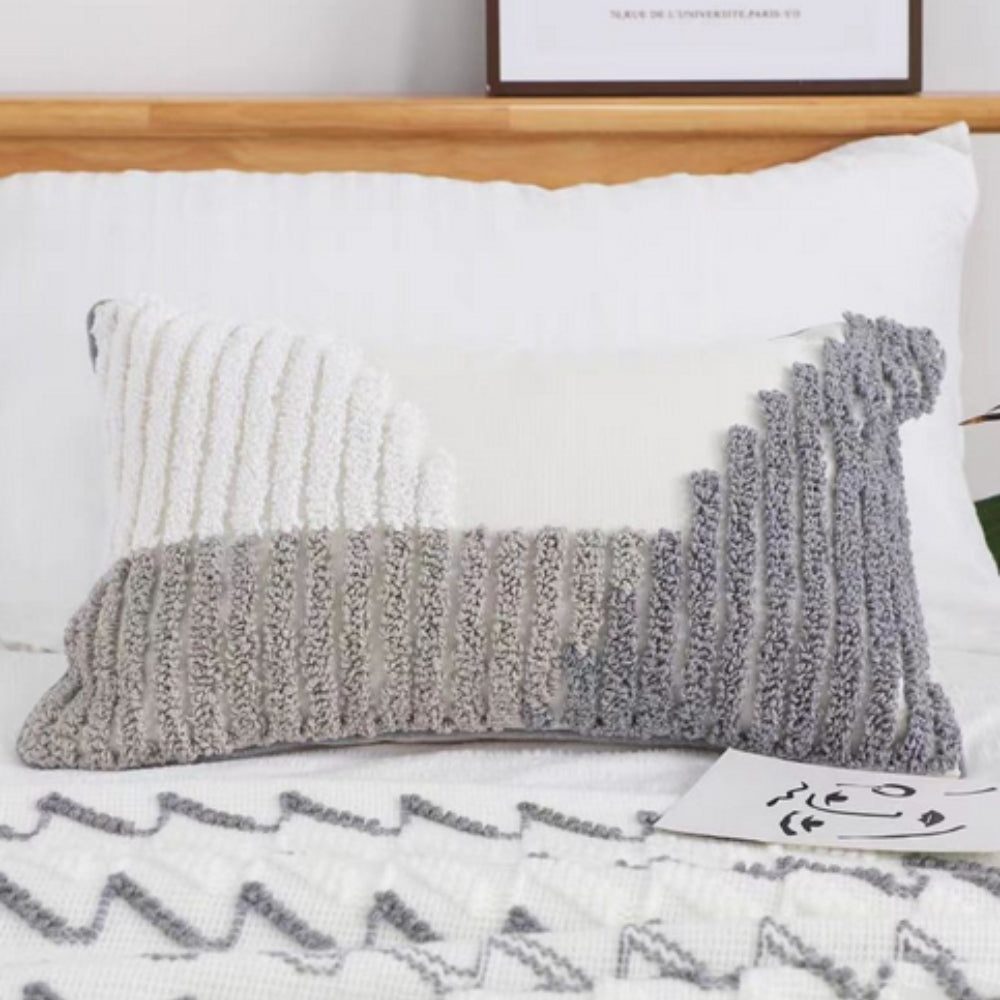 Serenity Textured Cushion Cover in Grey and White