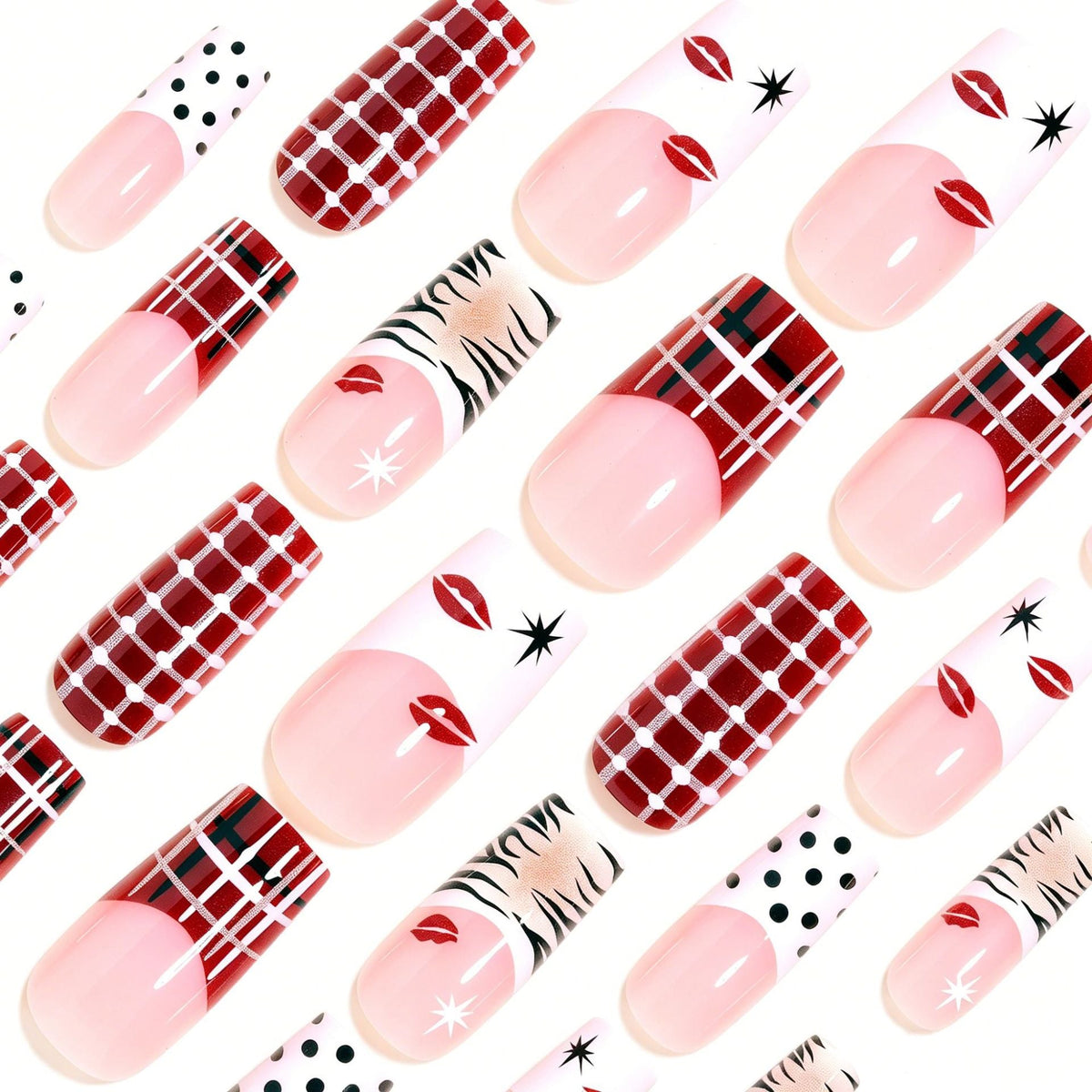 Unique Pattern Press-On Nail Set for Artistic Styles