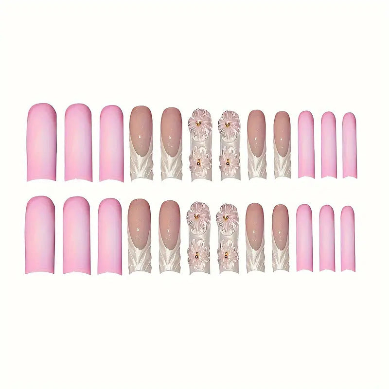 Floral Pattern 3D Press-On Nail Set