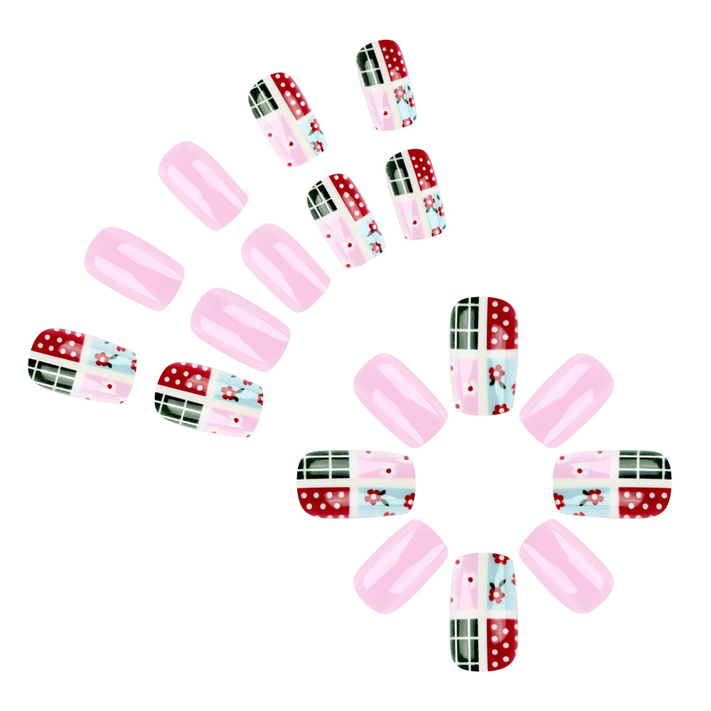 Creative Nail Art Set with Patchwork Design