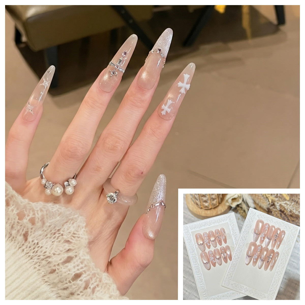 Charming Patterned Press-On Stiletto Nail Set