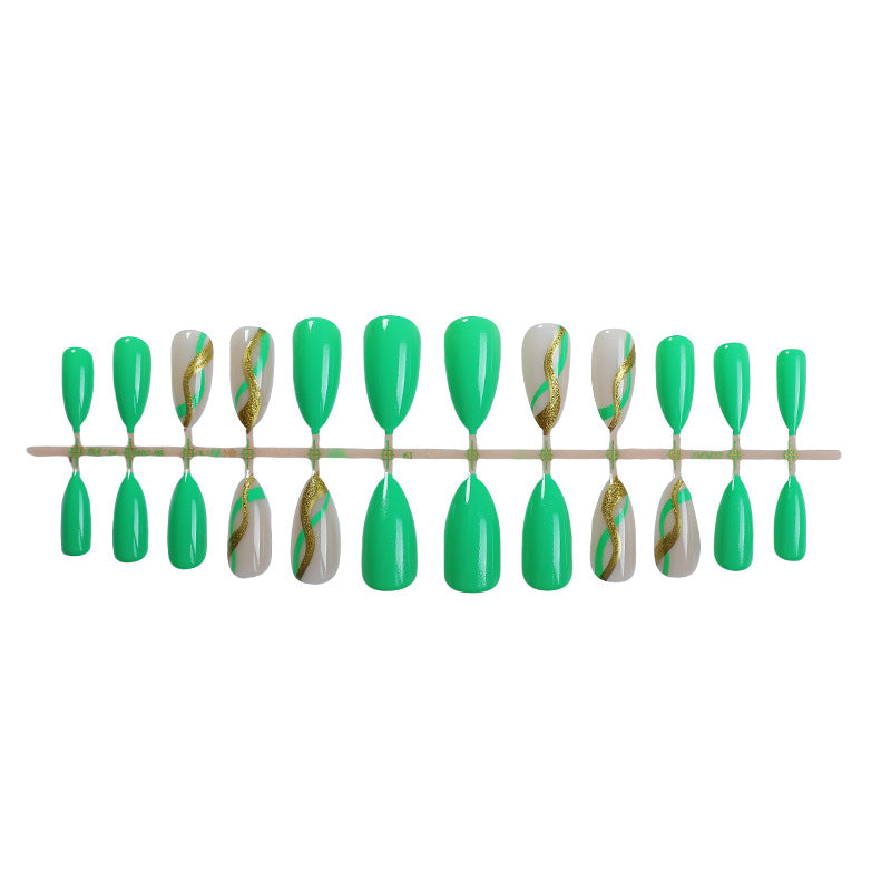 Press-On Nail Kit Featuring Striking Green Designs