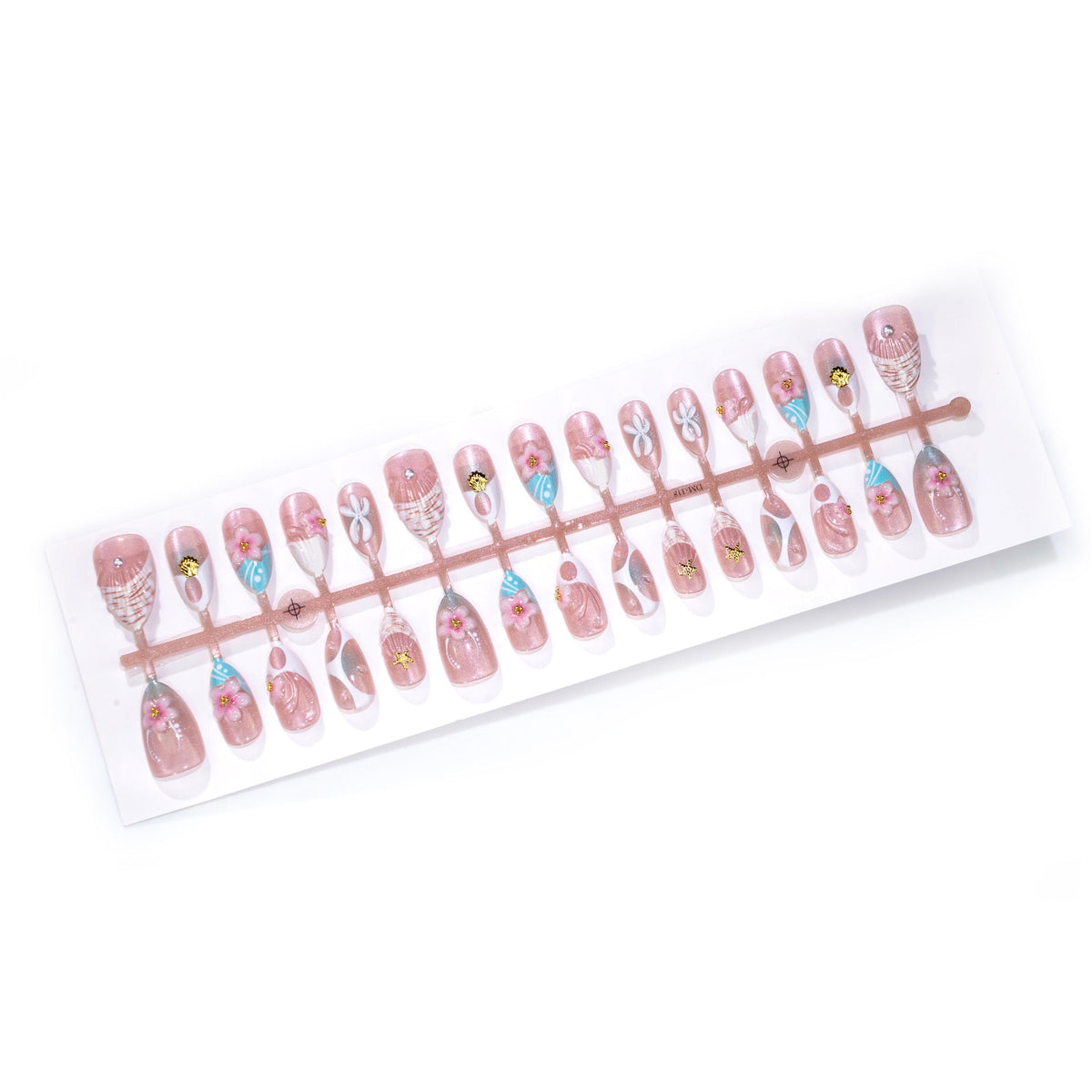 Taalita Press-On Nail Set with Beach-Themed Design