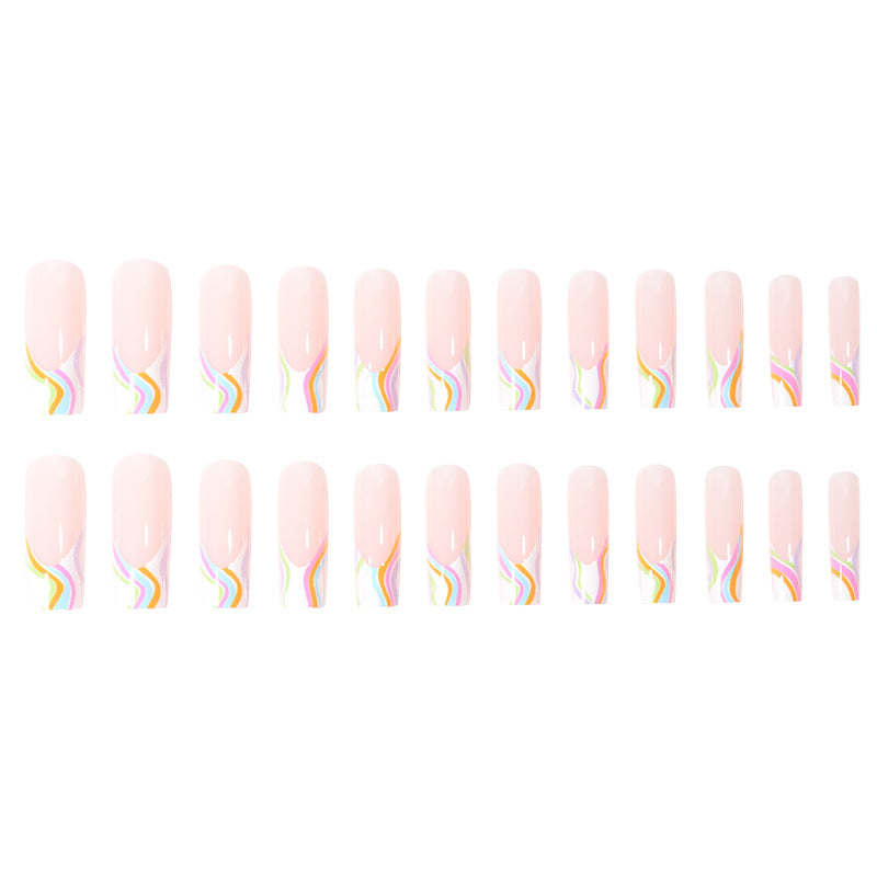 Colorful Wave Design Press-On Nail Art