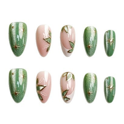 Botanical Design Press-On Nail Tips – Floral Pattern