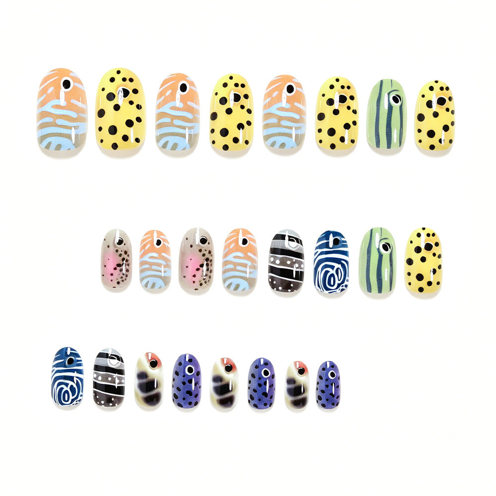 Decorative Press-On Nail Tips with Unique Patterns