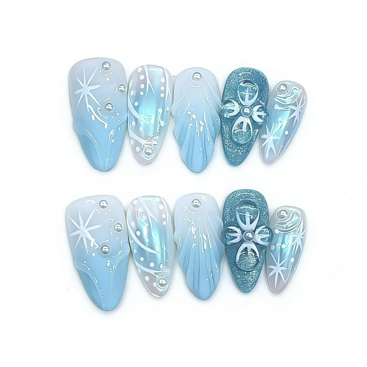 Artistic Design Press-On Nail Set with Winter Theme