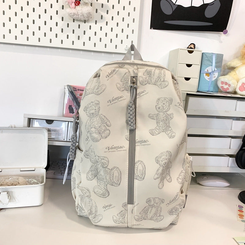 Cute Backpack with Bear Pattern