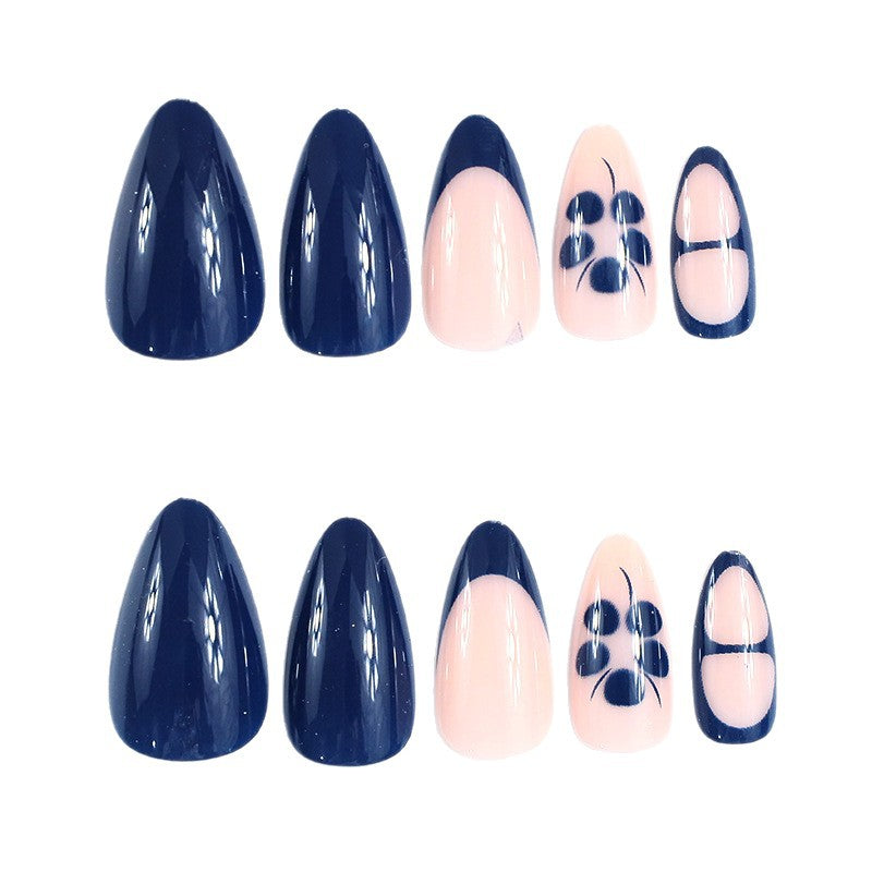 Oval Nail Extensions with Artistic Design