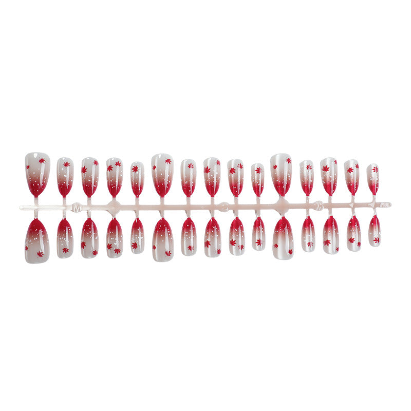 Ombre Leaf Press-On Nails Set – Artistic Design