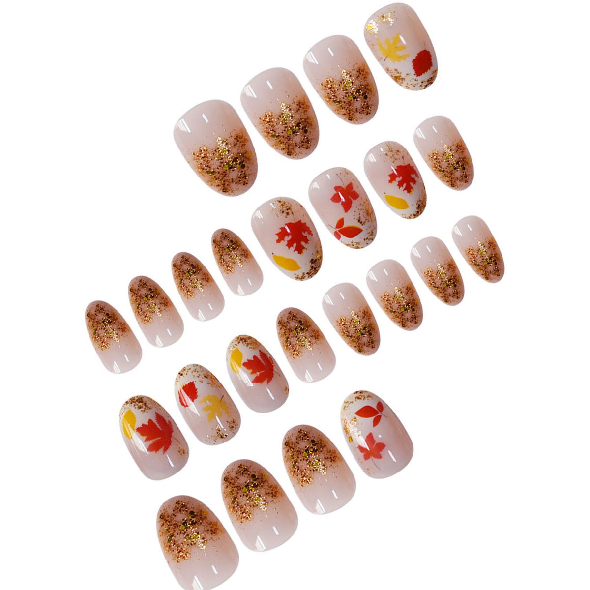Press-On Nails with Autumn Leaf Design