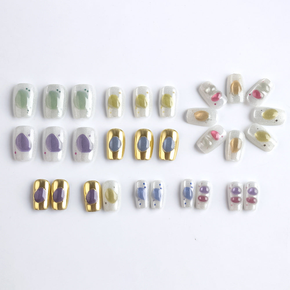 Artistic Stone Designed Press-On Nail Set