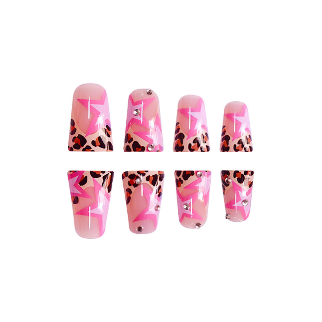 Nail Art Extensions with Star and Leopard Patterns