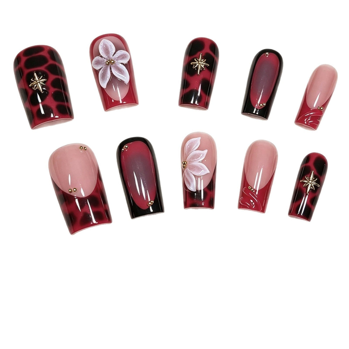 Decorative Press-On Nail Extensions with Unique Patterns