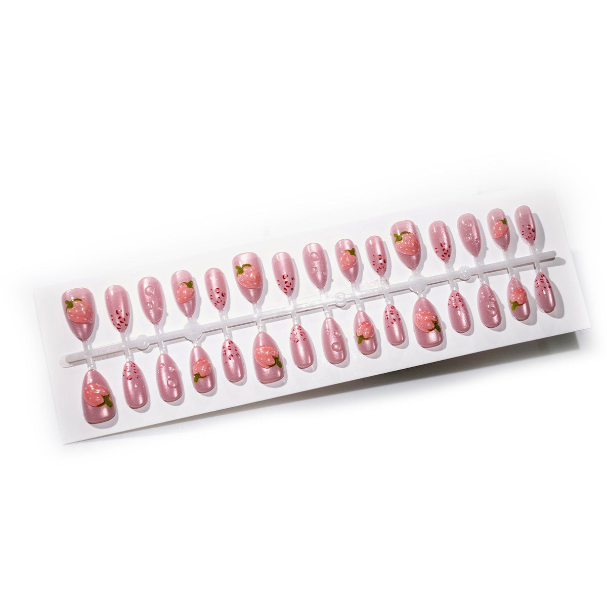 Strawberry-Themed Press-On Nail Art Design