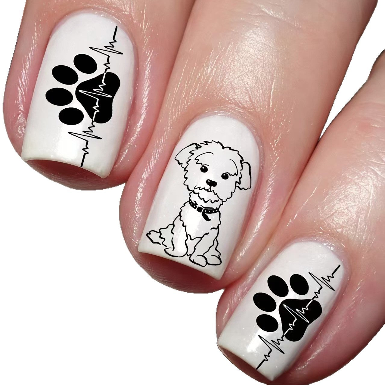 Cute Dog Design Acrylic Nail Set