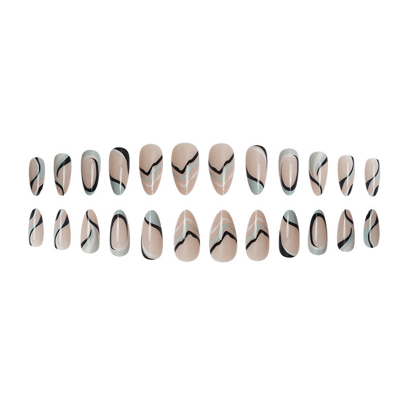 Press-On Stiletto Nails with Contemporary Swirl Pattern