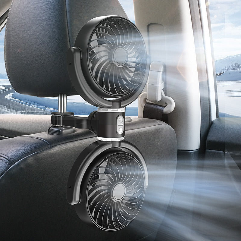 Dual-Head Car Fan for Air Circulation – Adjustable Design