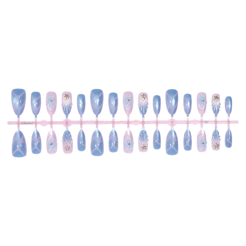 Iridescent Shell Design Press-On Nail Set