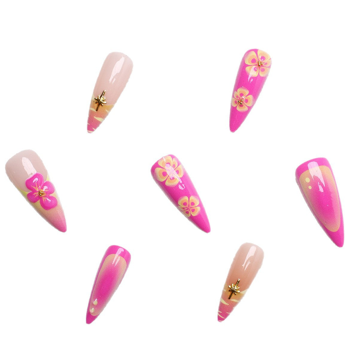 Floral and Abstract Design Nail Tips - Artistic Styles
