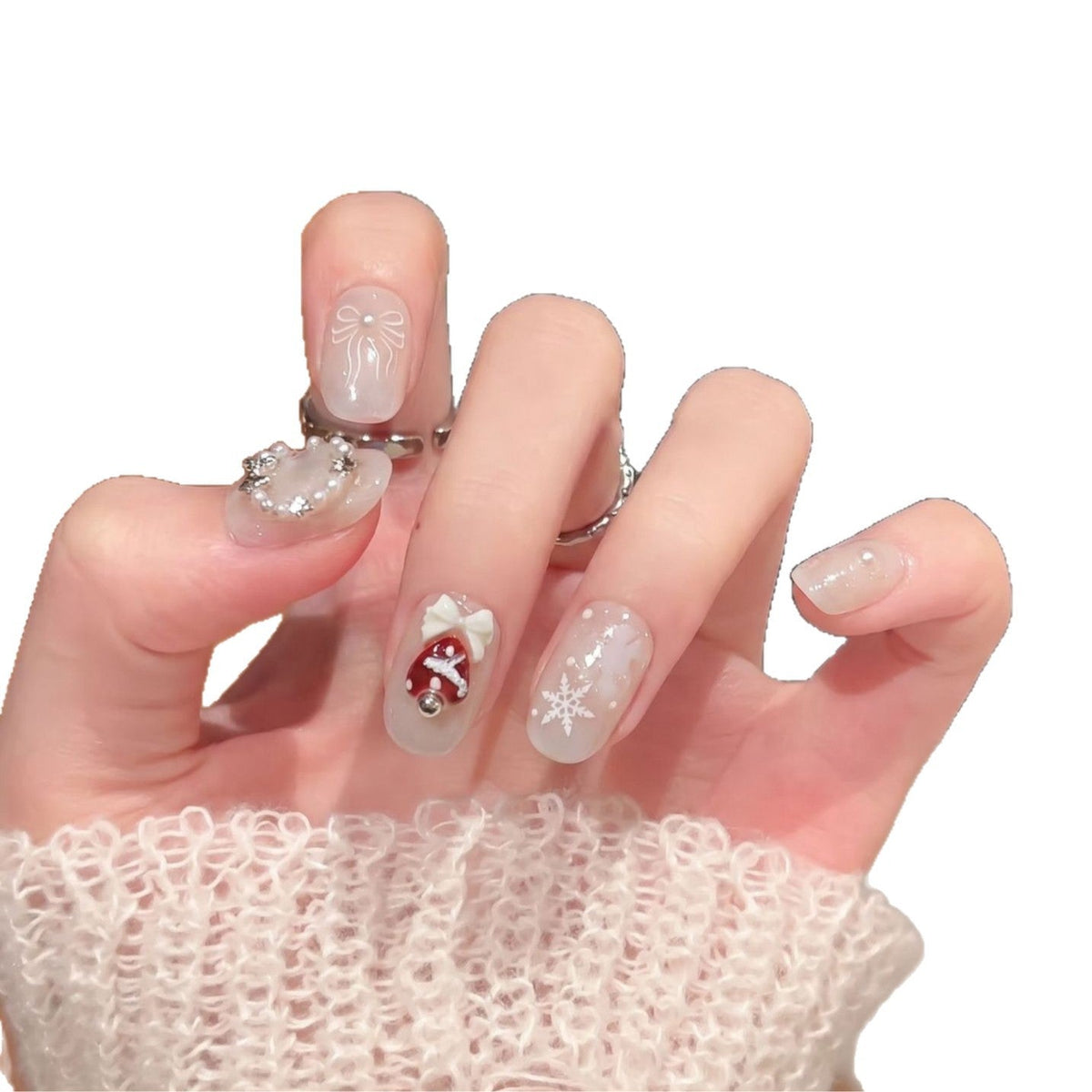 Press-On Nail Set with Winter Theme