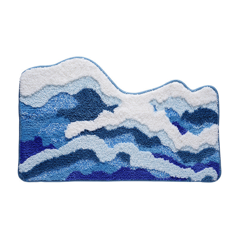 Ocean Wave Design Bath Mat - Abstract Style