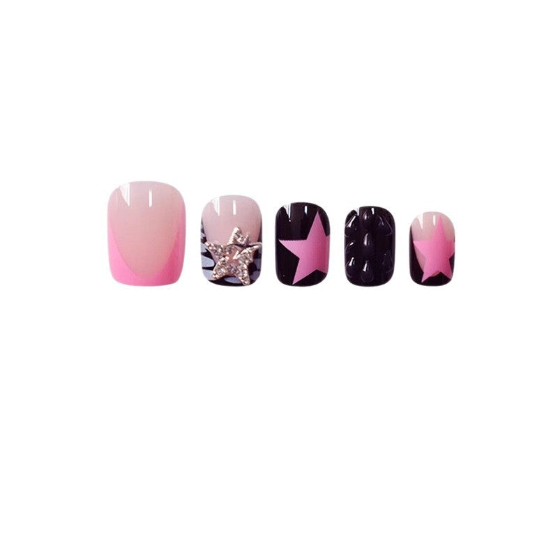 Press-On Nail Kit Featuring Star and Gem Decorations