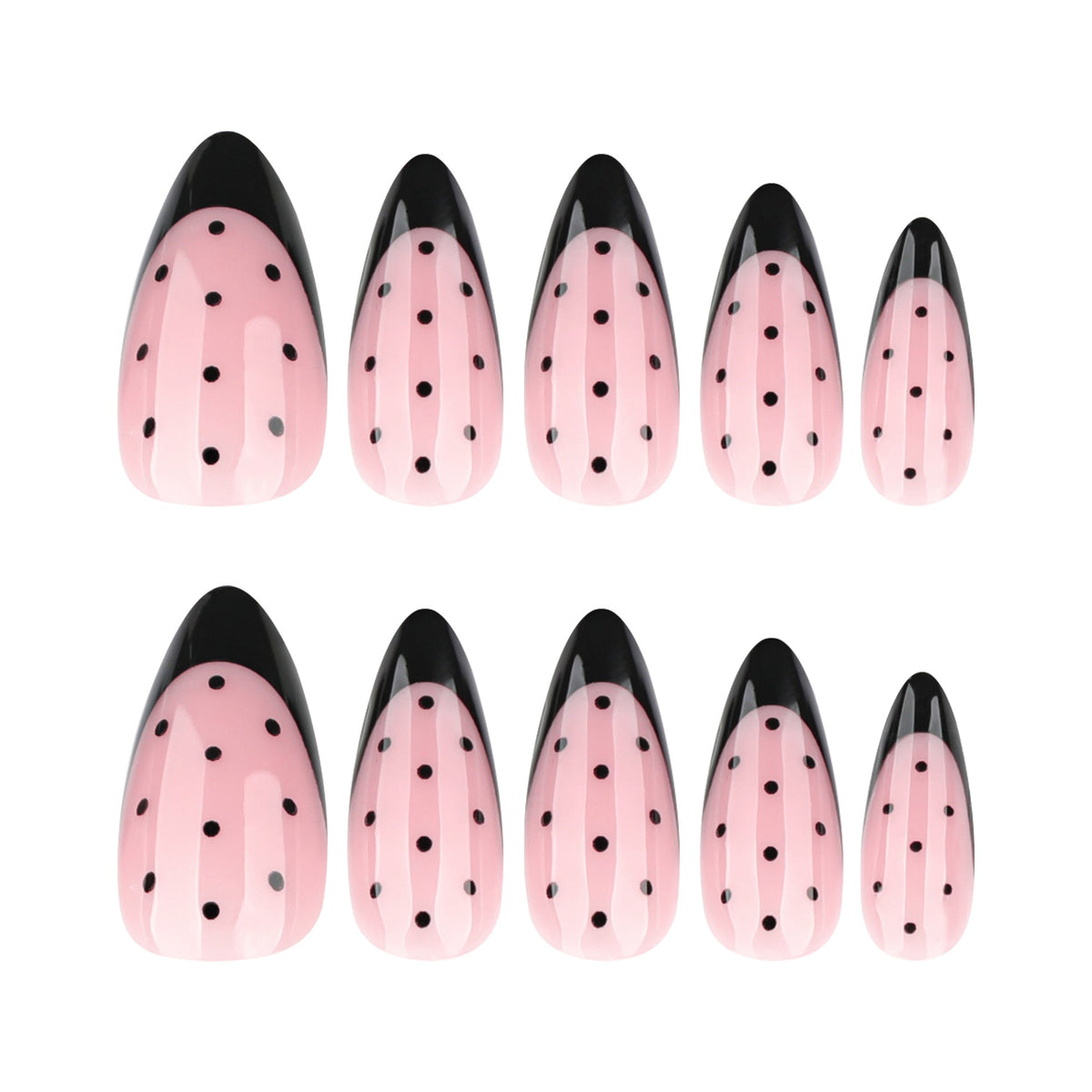 Black Dot Patterned Stiletto Nails – Artistic Design