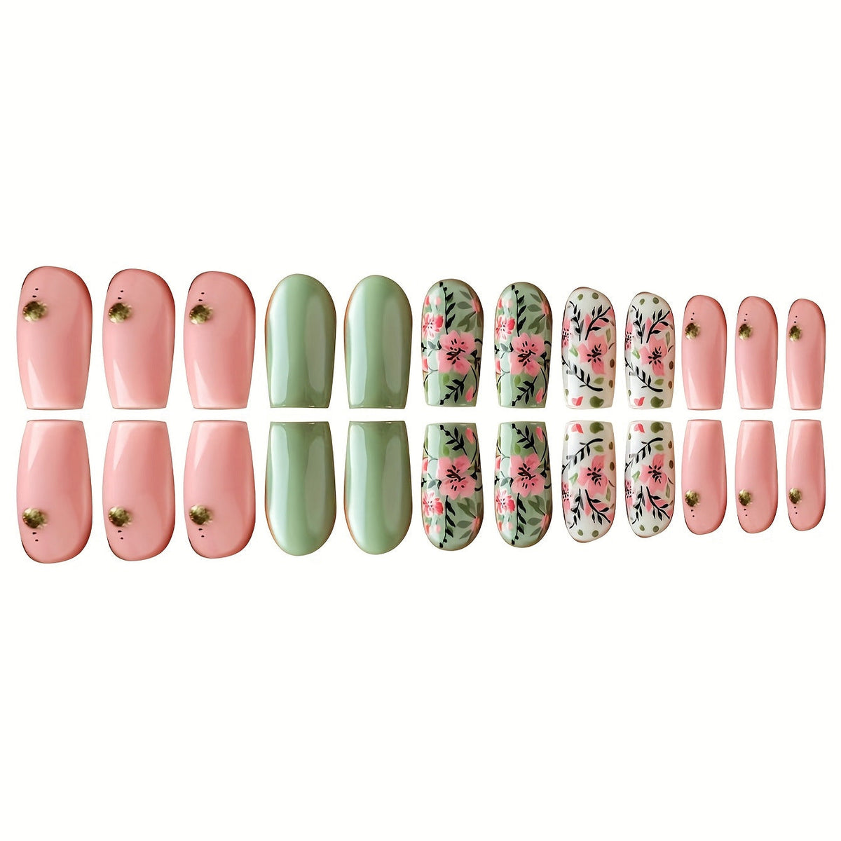 Nail Art Kit with Floral Design Press-On Nails