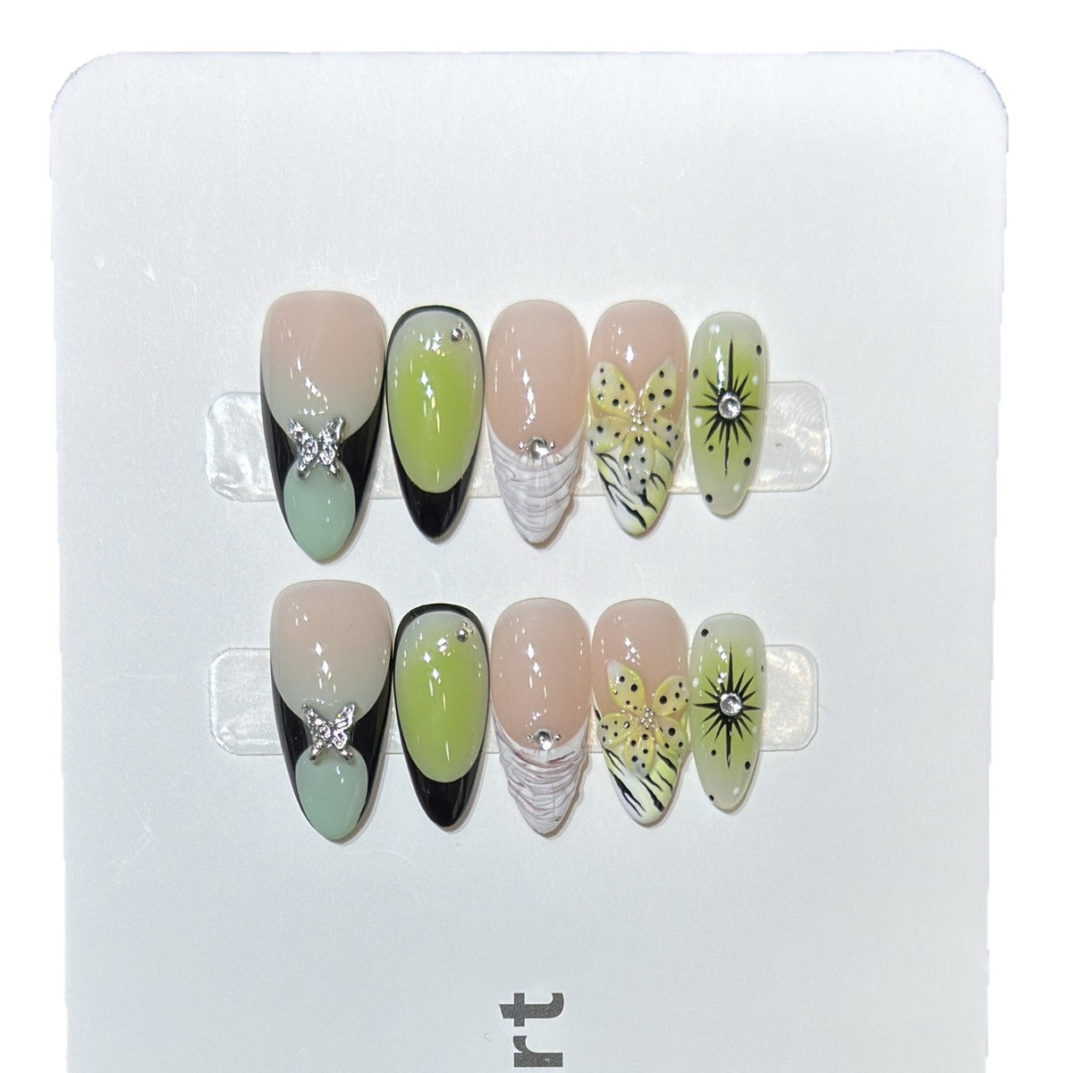 Press-On Nail Kit Featuring Butterfly and Floral Patterns