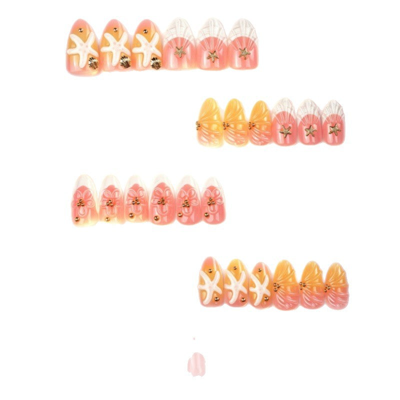 Press-On Nail Set Featuring Distinctive Summer Patterns