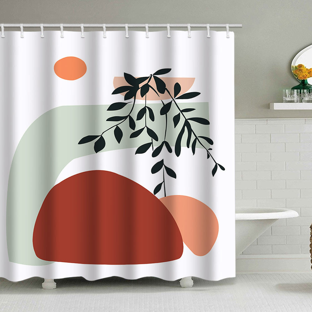 Botanical Design Shower Curtain with Abstract Print