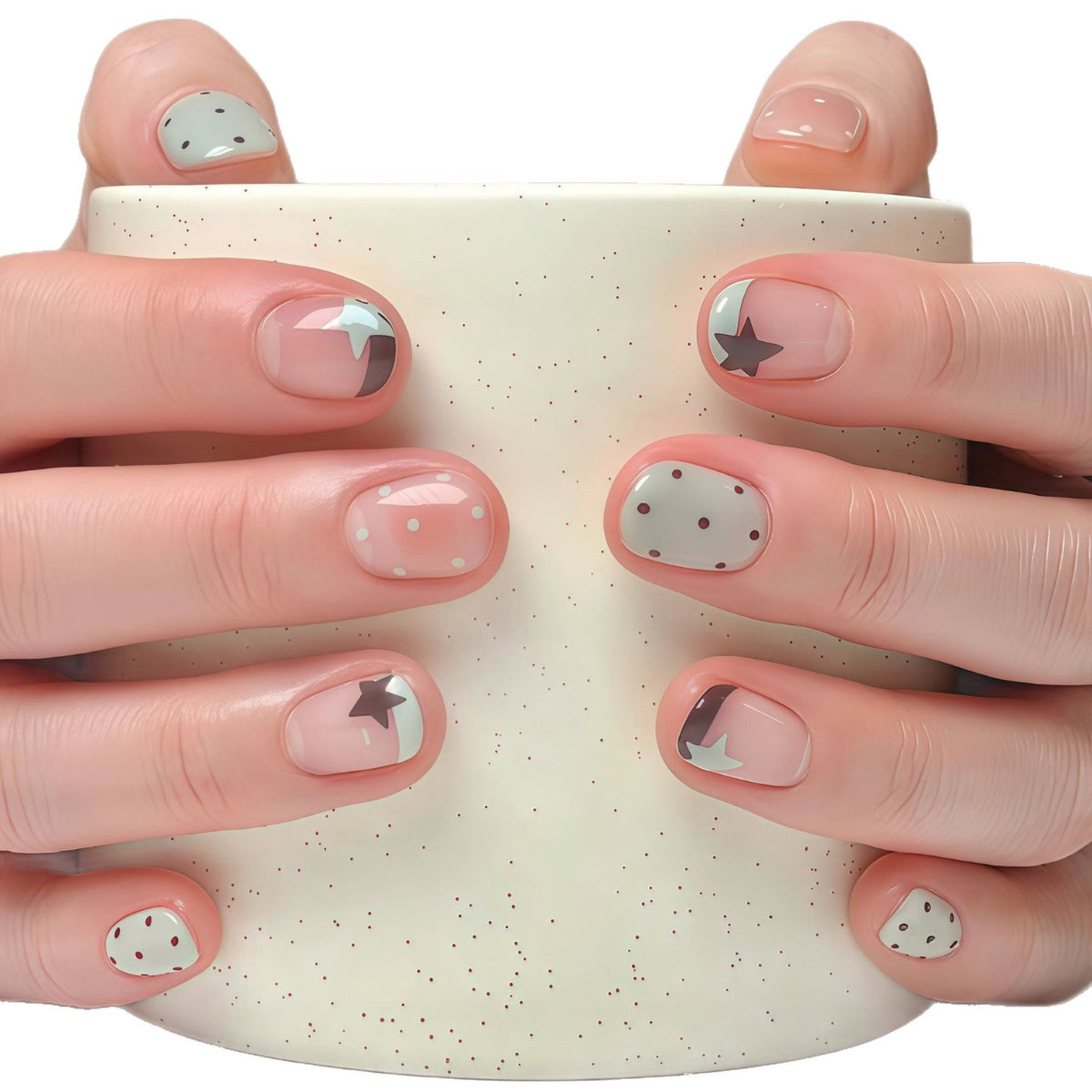 Geometric Pattern Press-On Nail Set - Artistic Design
