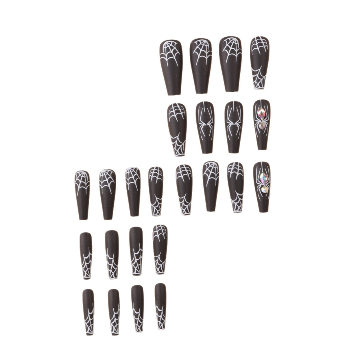 Spider Design Press-On Nail Set for Artistic Styles