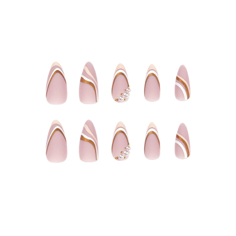 Elegant Wave Pattern Stiletto Nail Art – Creative Design