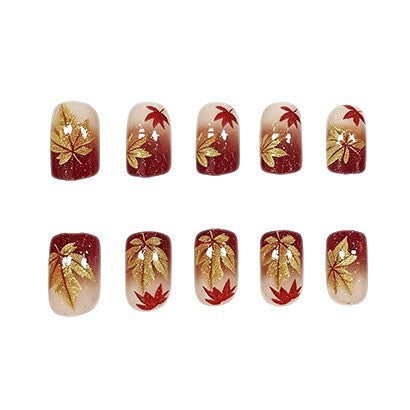 Autumn Leaf Pattern Nail Art Design