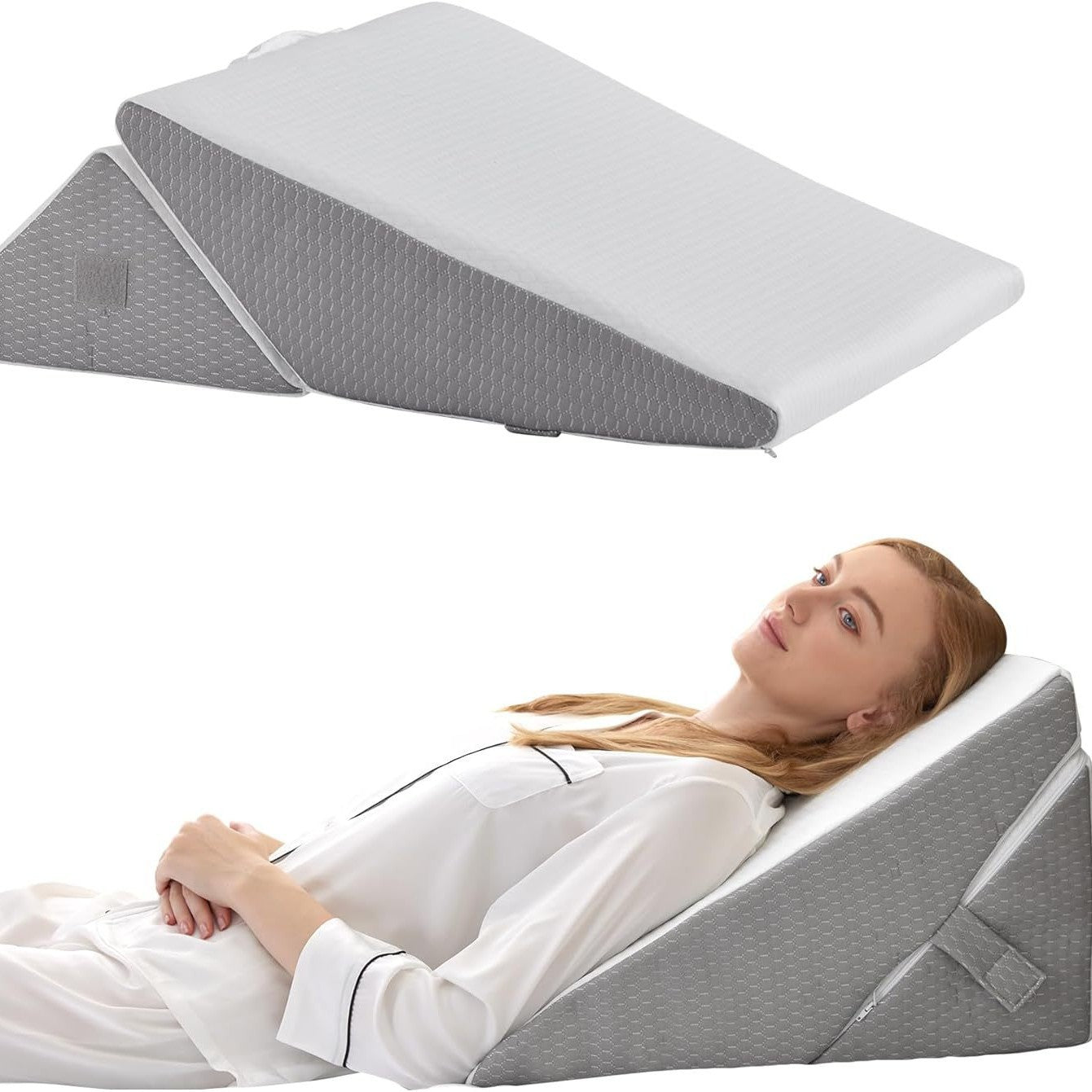 Wedge Pillow for Bed with Adjustable Height
