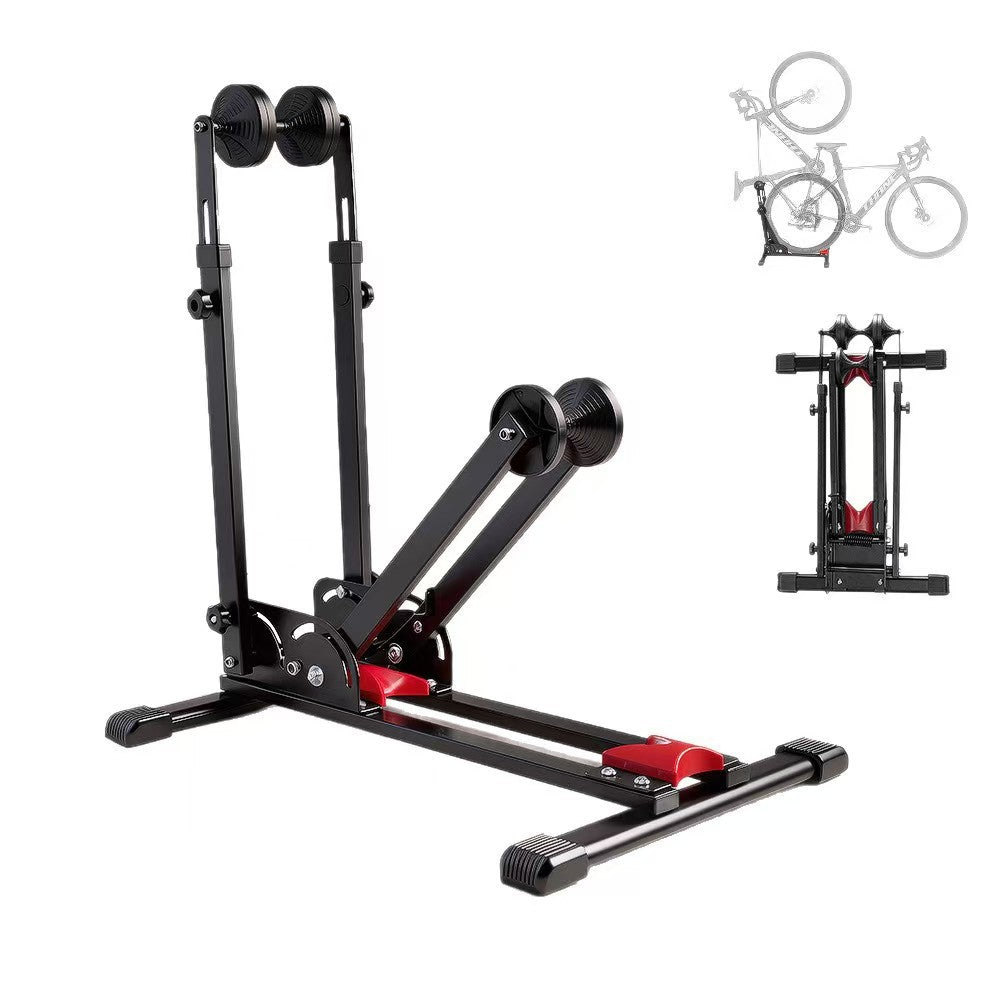 Foldable Indoor Bike Trainer Stand with Adjustable Roller Resistance