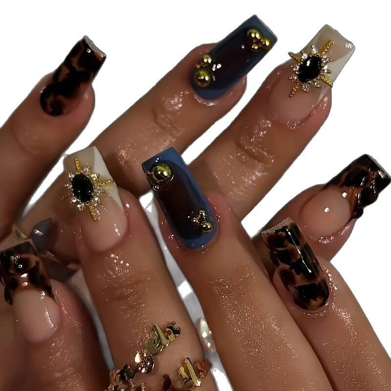 Decorative Press-On Nail Set with Artistic Designs