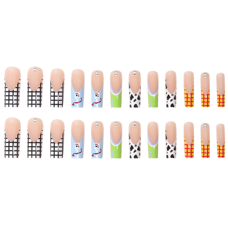 Long Press-On Nails with Artistic Designs