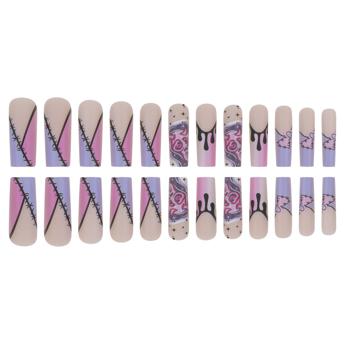 Creative Graphic Pattern Press-On Stiletto Nail Set