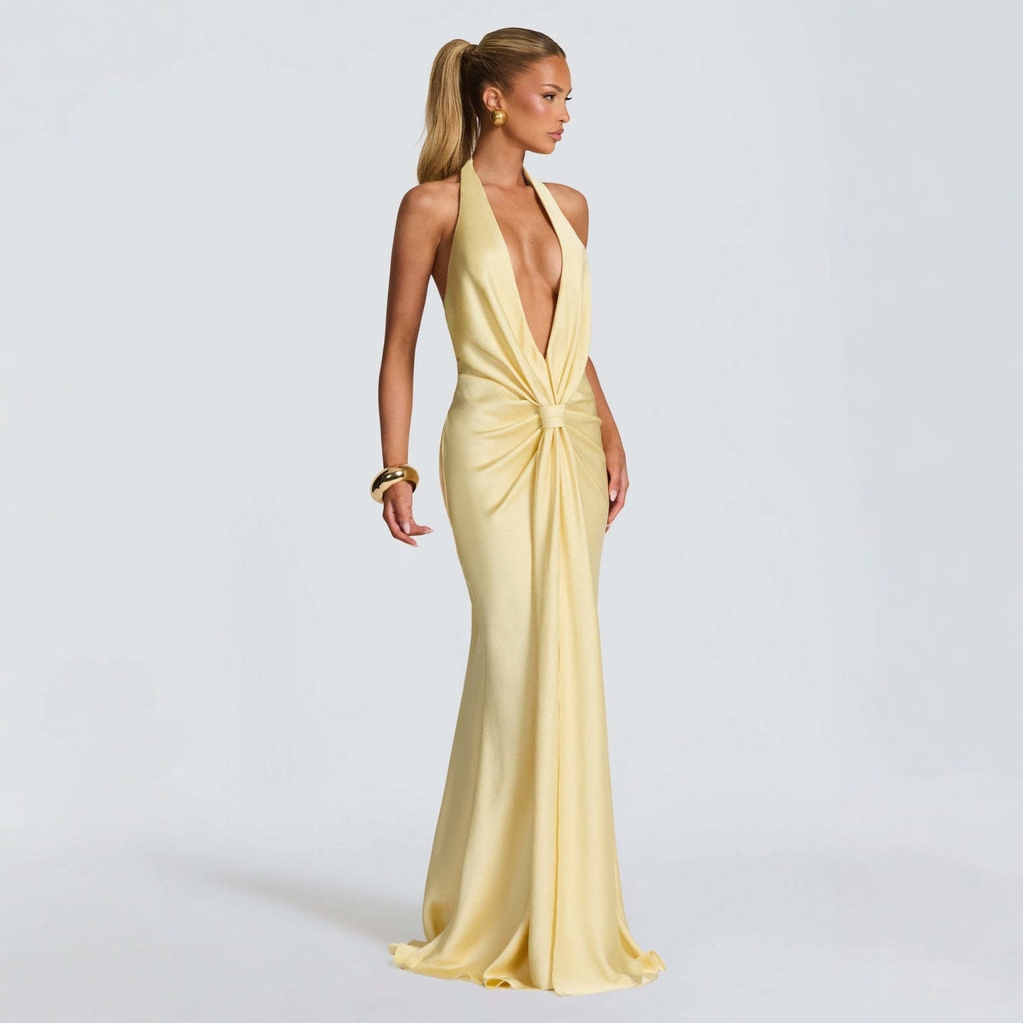 Backless Halter Maxi Dress with Slit – Long Summer Style