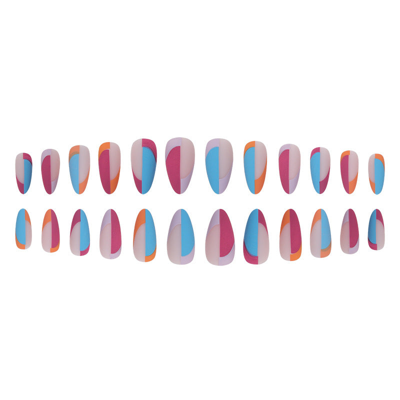 Pointed Press-On Nail Set - Artistic Design