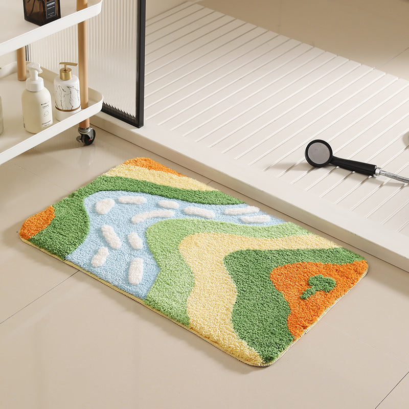 Contemporary Bath Mat with Abstract Pattern