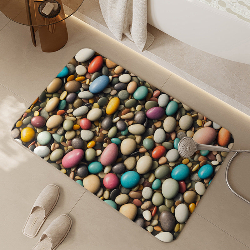 Bath Mat with Abstract Flower Pattern
