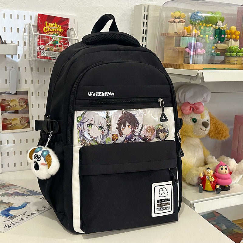Trendy School Backpack with Graphic Design