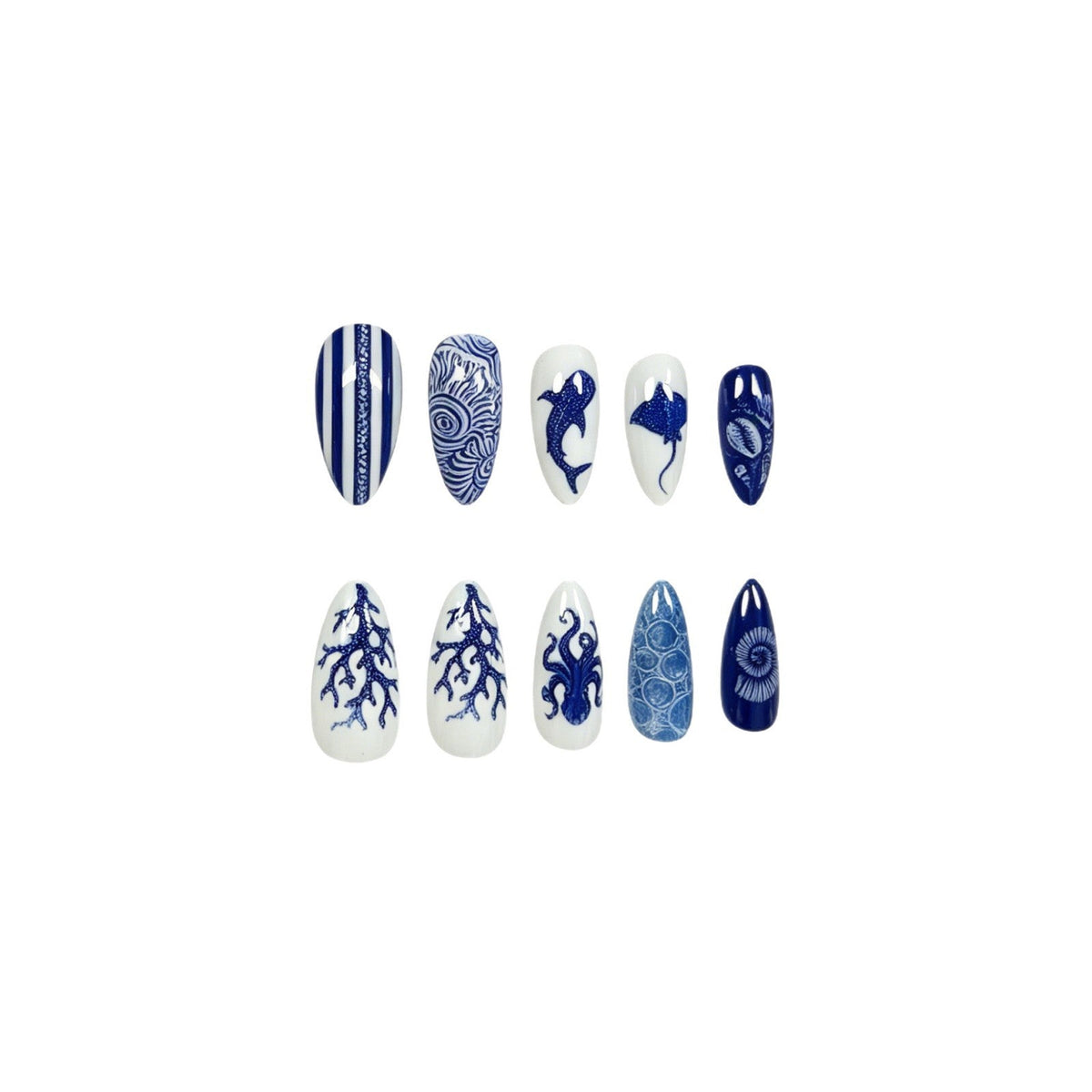 Nail Art Extensions with Ocean Theme - Creative Design