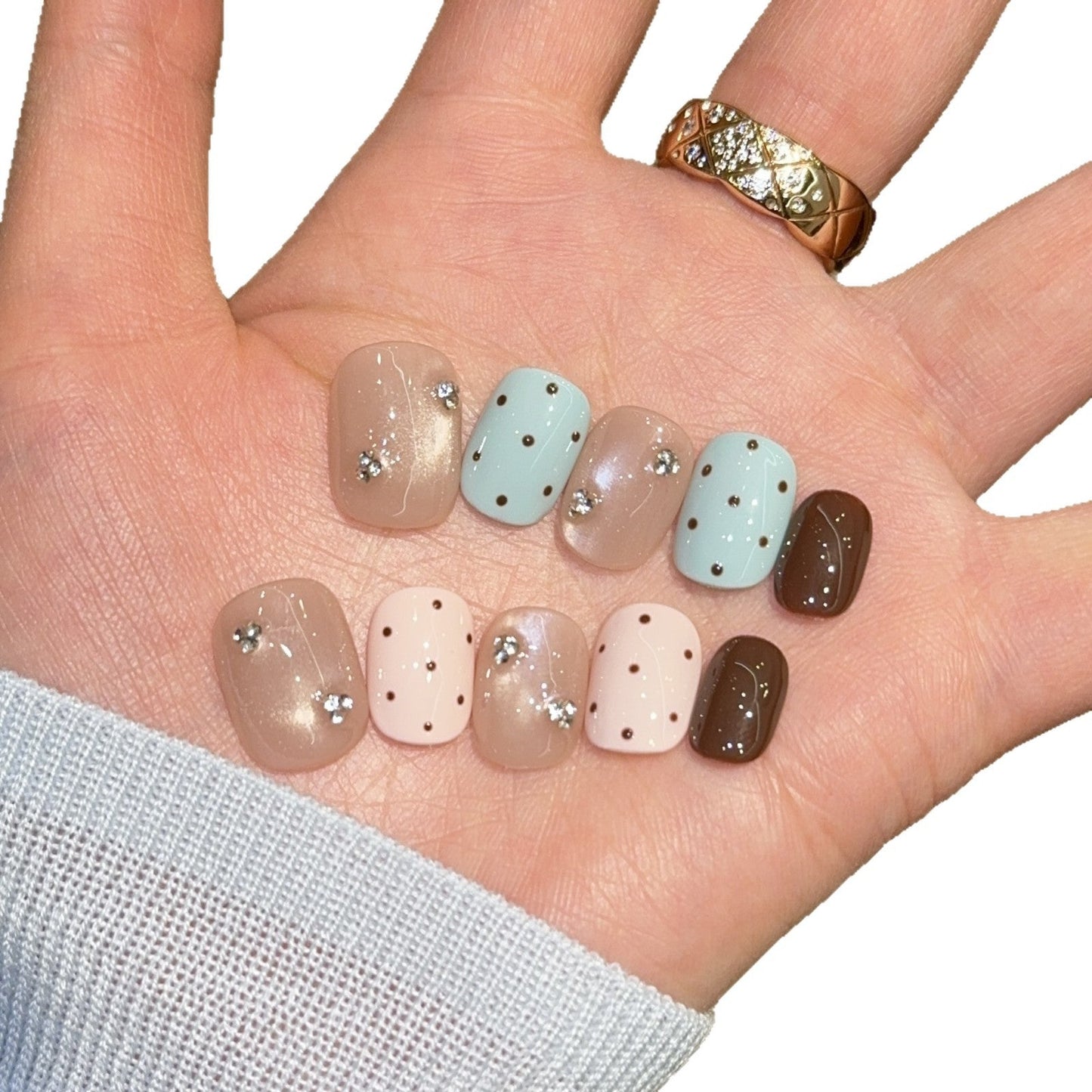 Glitter and Rhinestone Acrylic Nail Set