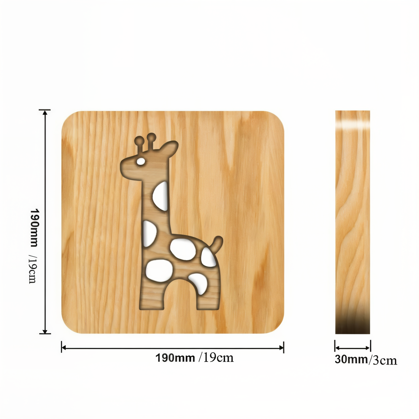 3D Wooden LED Night Light - Giraffe Design Table Lamp