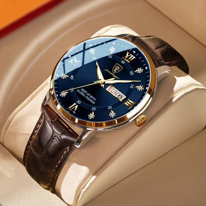 Men's Luminous Waterproof Watch – Classic Stainless Steel with Glow Display